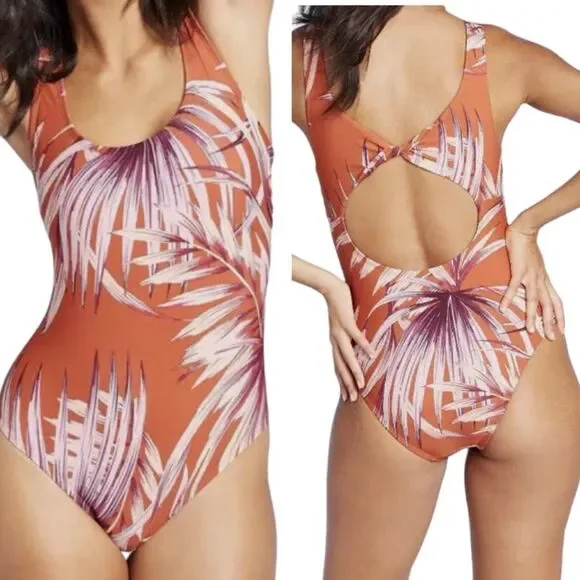 Kona Sol One Piece Swimsuit Tropical Burnt Orange Print - Picture 7 of 10
